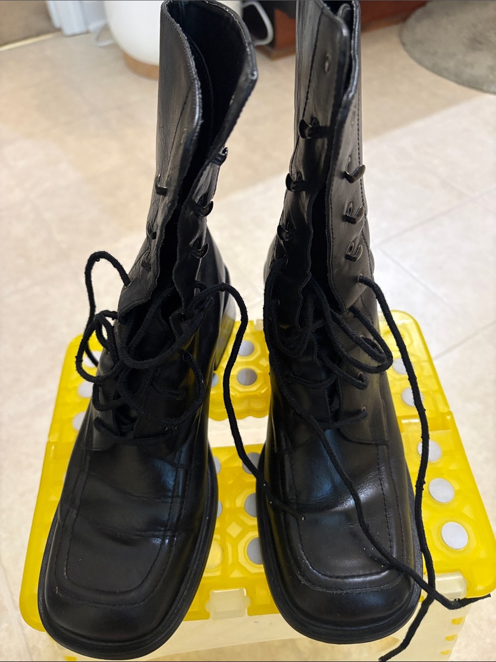 Black Lace-Up Women's Combat Boots